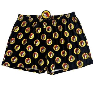 Buc-ee's Boxers Black Yellow All Over Print Shorts Size Large NWT Sticker